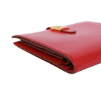 Hermes Saumur Diane Box Calf Red Bifold Wallet Gold — view 6