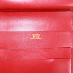 Hermes Saumur Diane Box Calf Red Bifold Wallet Gold — view 8