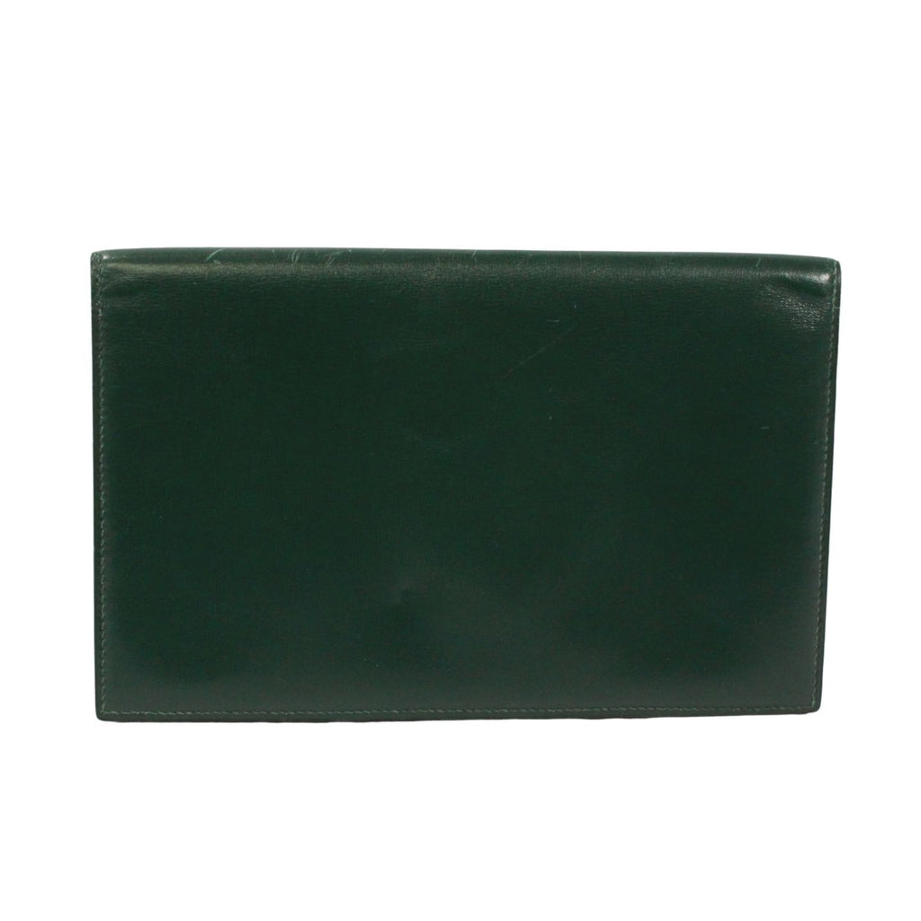 Hermes Bifold Box Calf Green Wallet Gold — view 3