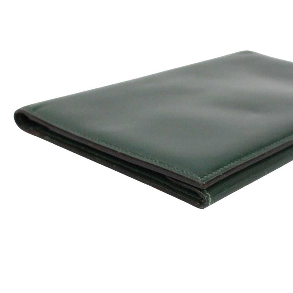 Hermes Bifold Box Calf Green Wallet Gold — view 6
