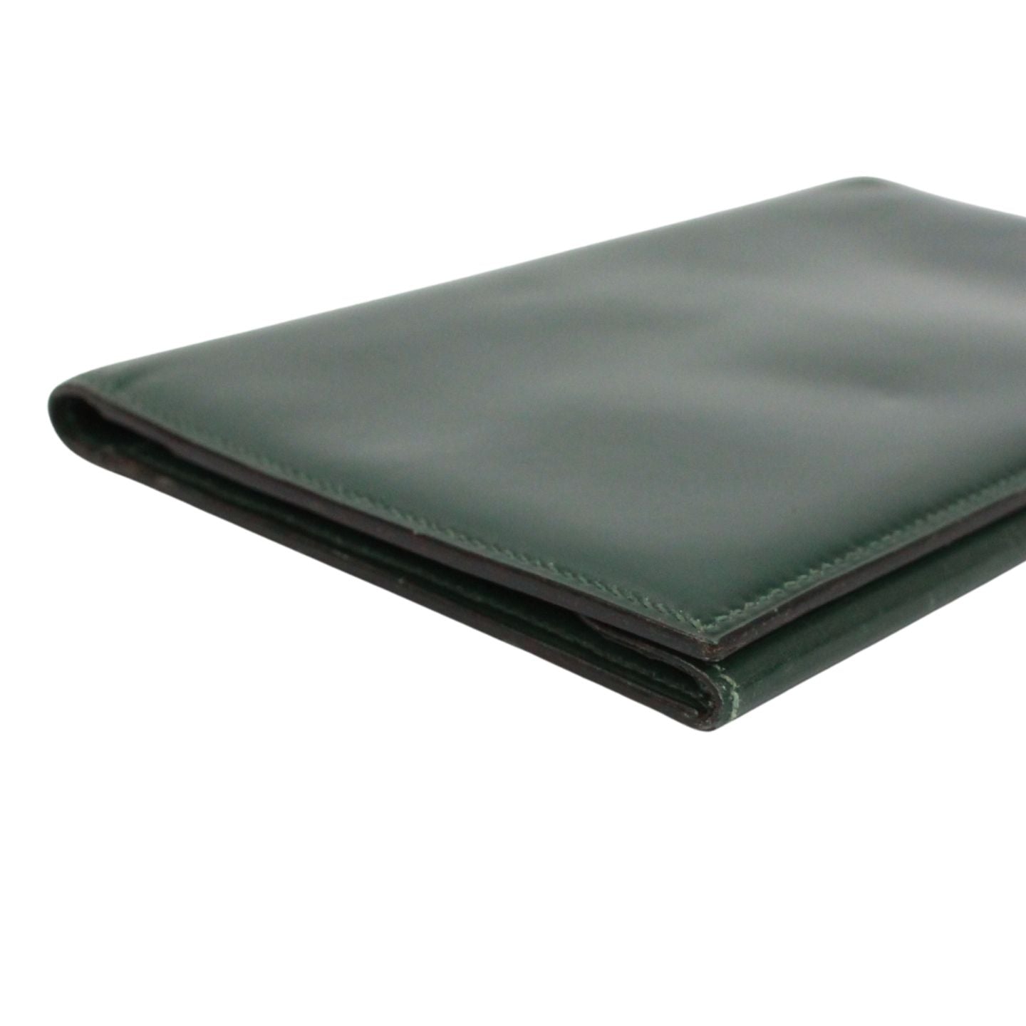 Hermes Bifold Box Calf Green Wallet Gold — view 6