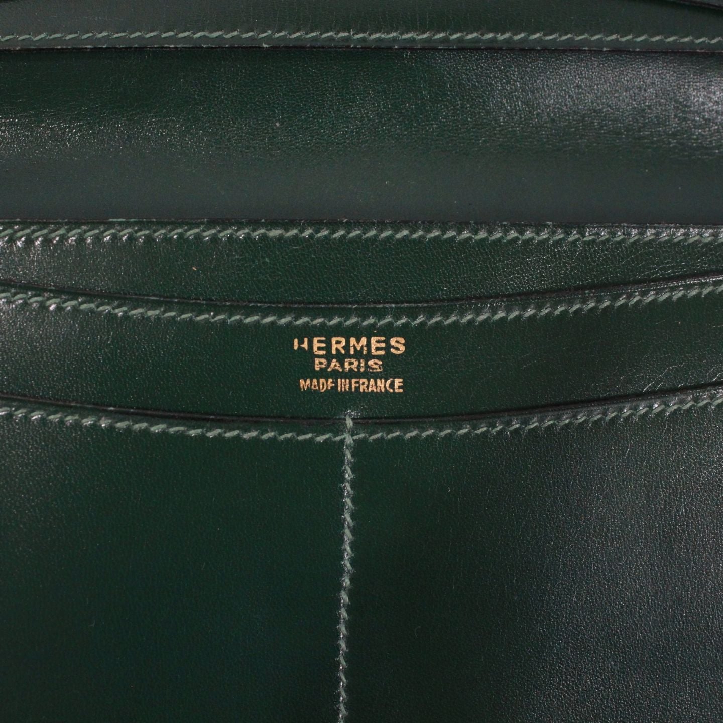 Hermes Bifold Box Calf Green Wallet Gold — view 7