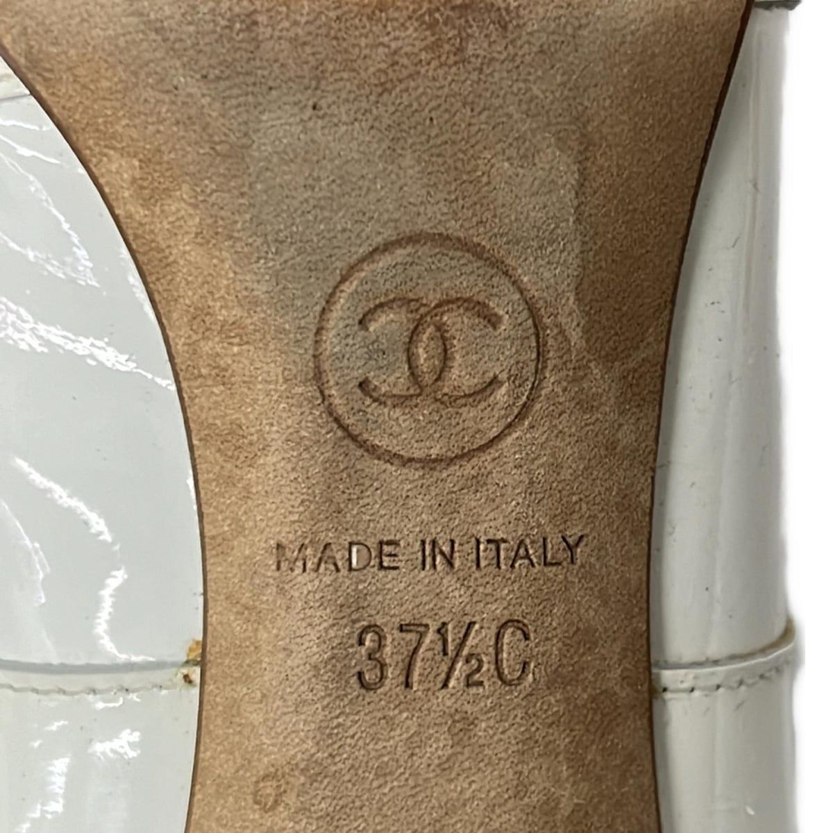 Chanel Bootie 37.5 C White CC Logo Leather Boot — view 6
