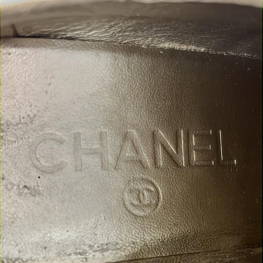 Chanel Bootie 37.5 C White CC Logo Leather Boot — view 5