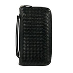 Bottega Veneta Wallet Intrecciato Black Zip Around Leather with Handle