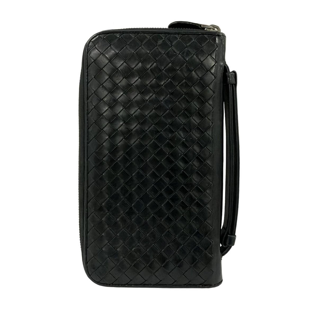 Bottega Veneta Wallet Intrecciato Black Zip Around Leather with Handle — view 2