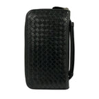 Bottega Veneta Wallet Intrecciato Black Zip Around Leather with Handle — view 2