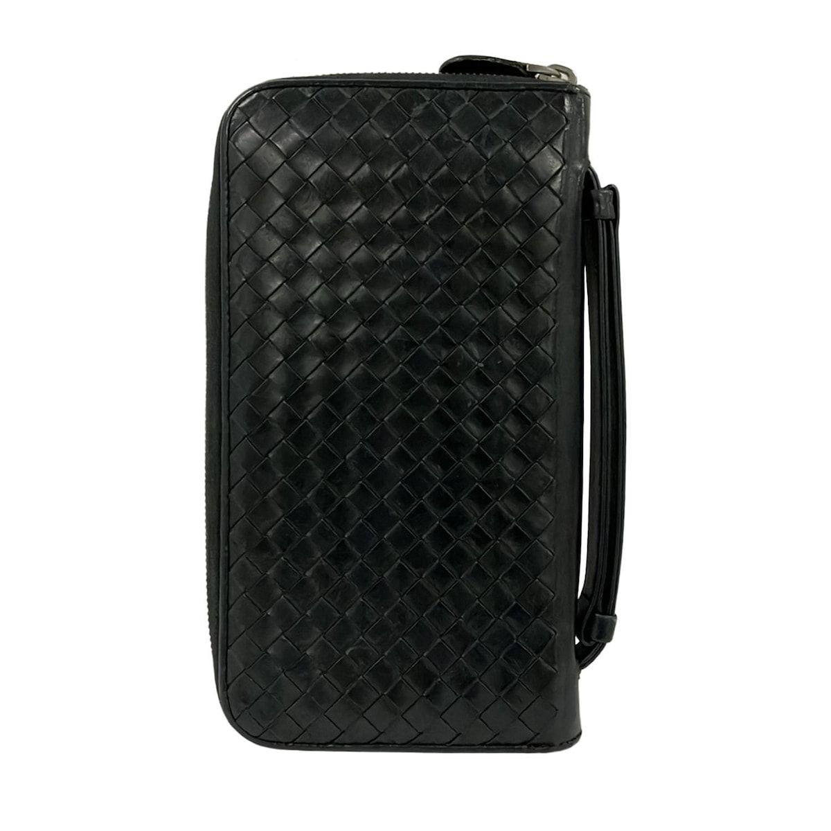 Bottega Veneta Wallet Intrecciato Black Zip Around Leather with Handle — view 2
