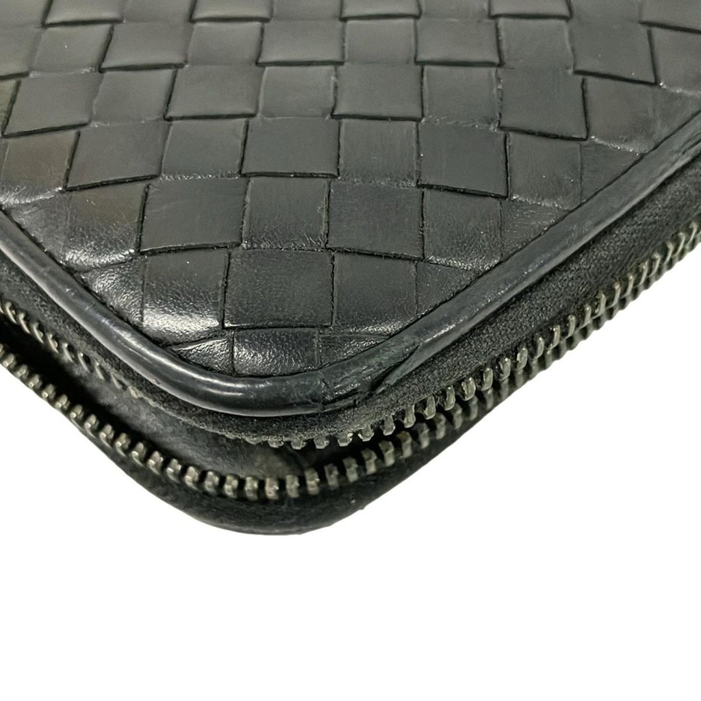 Bottega Veneta Wallet Intrecciato Black Zip Around Leather with Handle — view 8