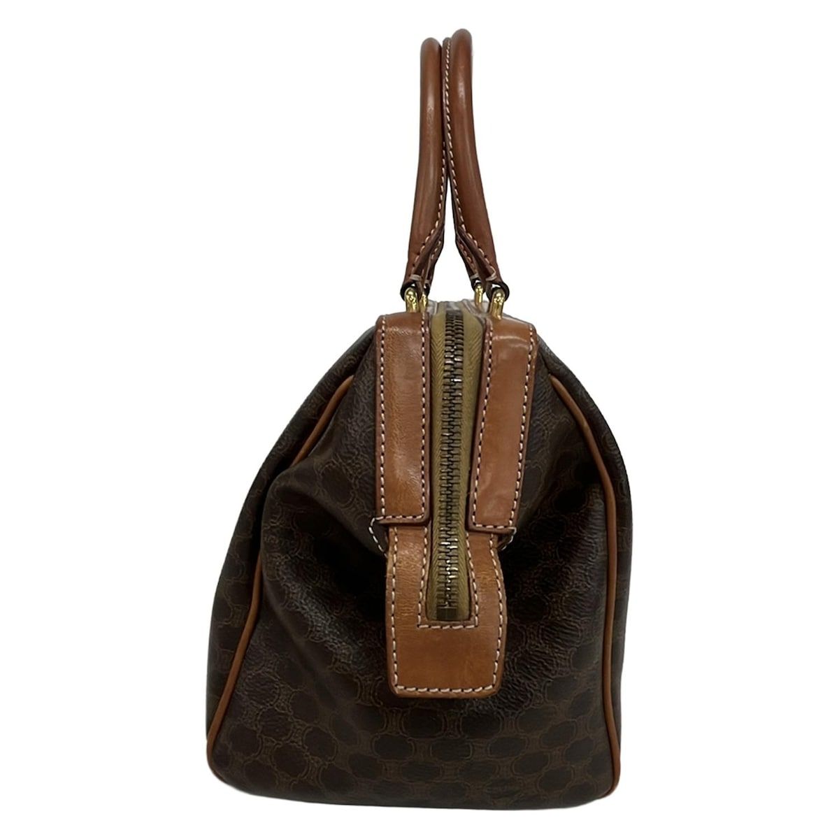 Celine Handbag Macadam Pattern Brown Dark Mini Boston Leather — view 4
