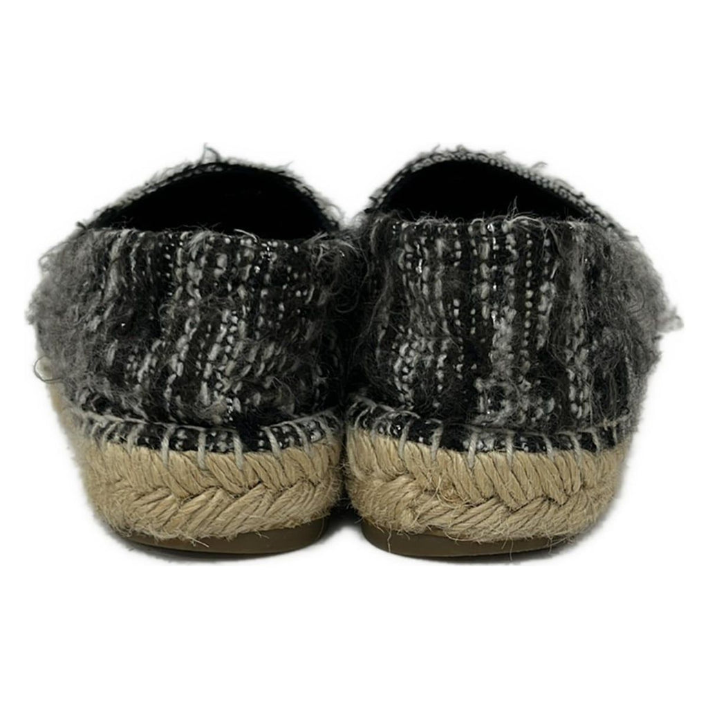 Chanel Slip Ons Black White CC Logo Espadrilles Linen Slipper — view 3