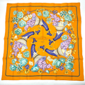 Hermes Carre 90 Scarf Silk Matsuzakaya Limited Grape Flower Orange
