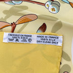 Hermes Carre 90 Neige D'antan Last Year's Snow Yellow Silk 100% Scarf — view 7