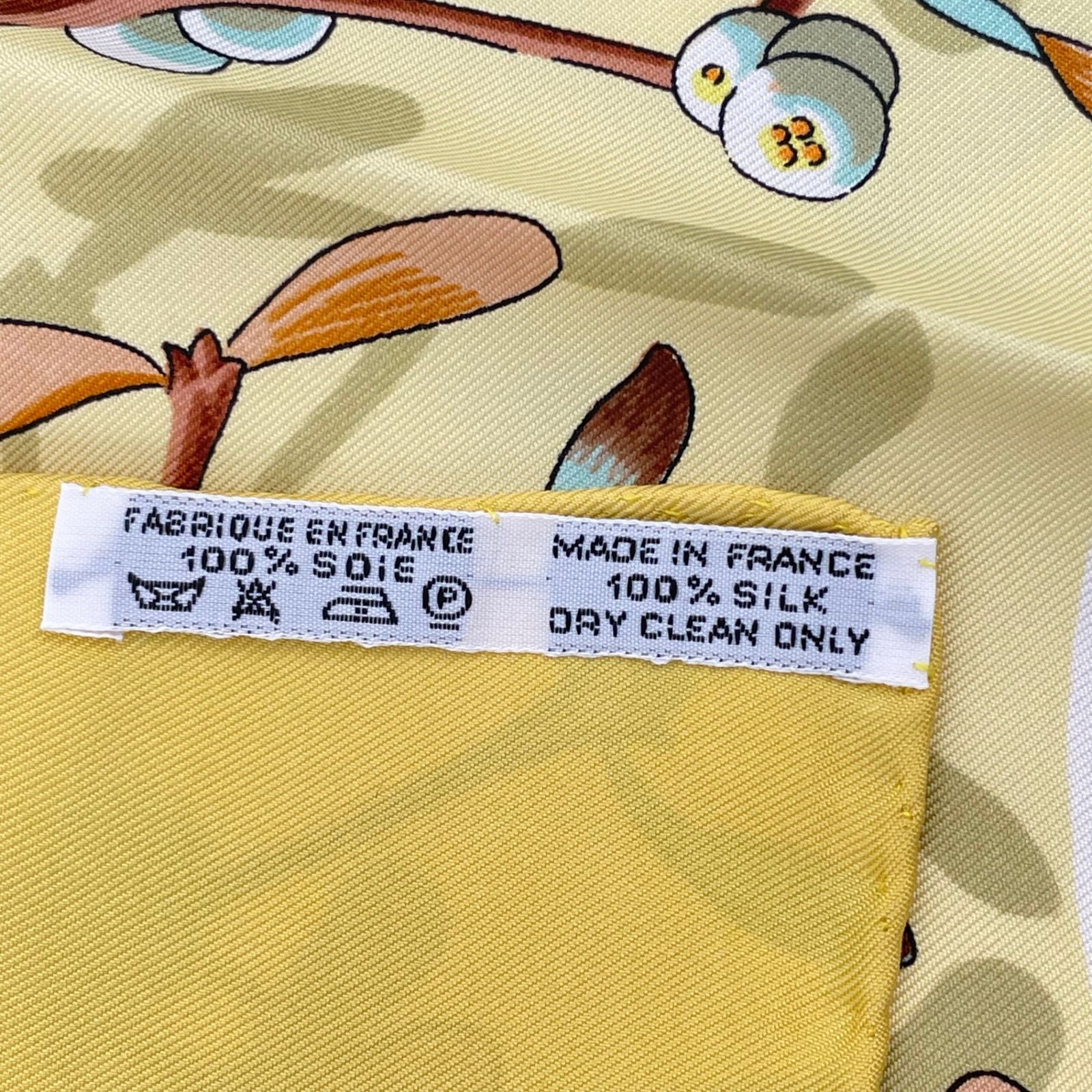 Hermes Carre 90 Neige D'antan Last Year's Snow Yellow Silk 100% Scarf — view 7