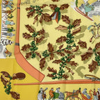 Hermes Carre 90 Neige D'antan Last Year's Snow Yellow Silk 100% Scarf — view 4
