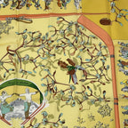Hermes Carre 90 Neige D'antan Last Year's Snow Yellow Silk 100% Scarf — view 3