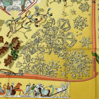 Hermes Carre 90 Neige D'antan Last Year's Snow Yellow Silk 100% Scarf — view 5