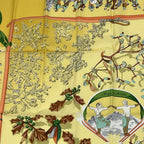 Hermes Carre 90 Neige D'antan Last Year's Snow Yellow Silk 100% Scarf — view 2