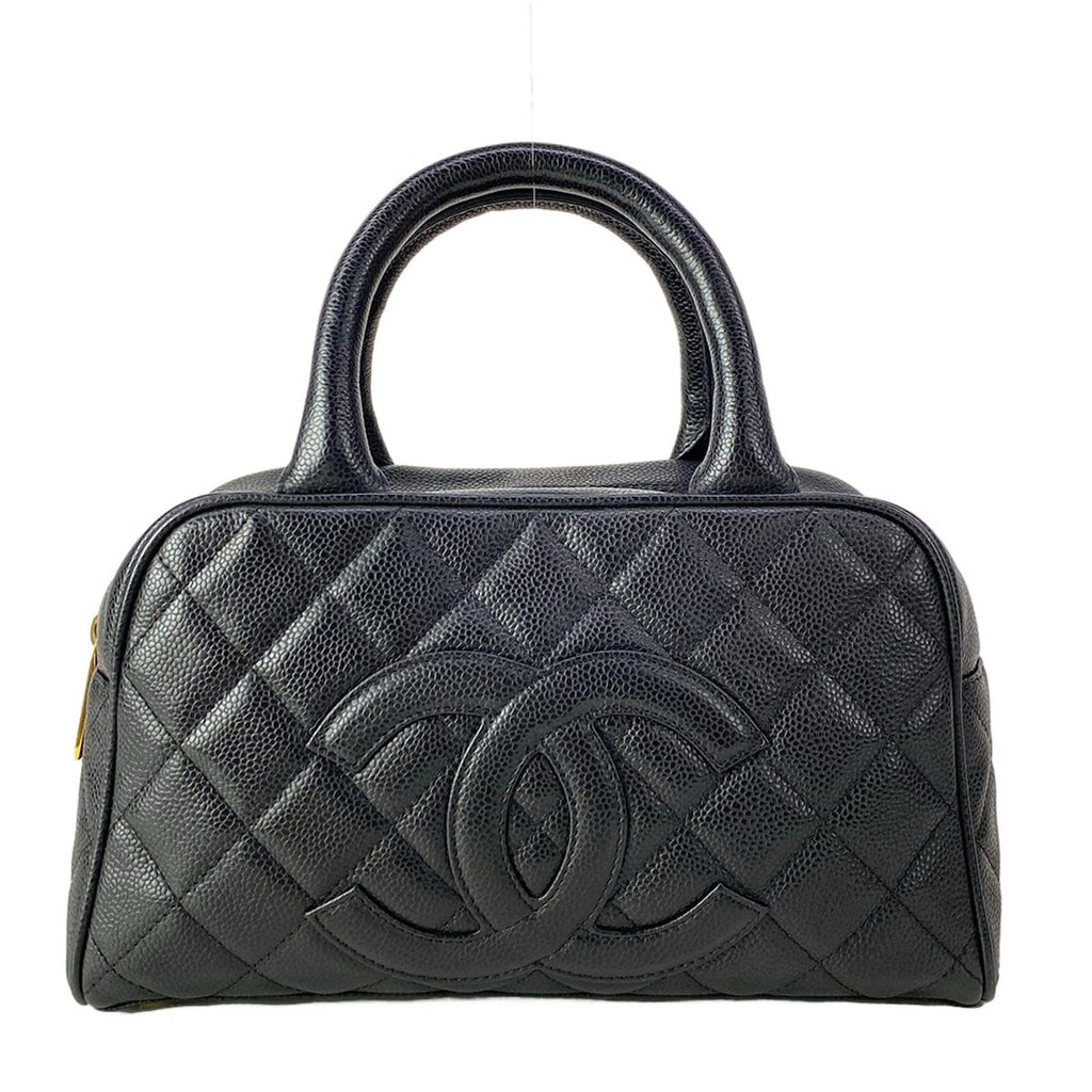 Chanel Handbag Quilted Black Mini Boston Gold