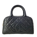 Chanel Handbag Quilted Black Mini Boston Gold