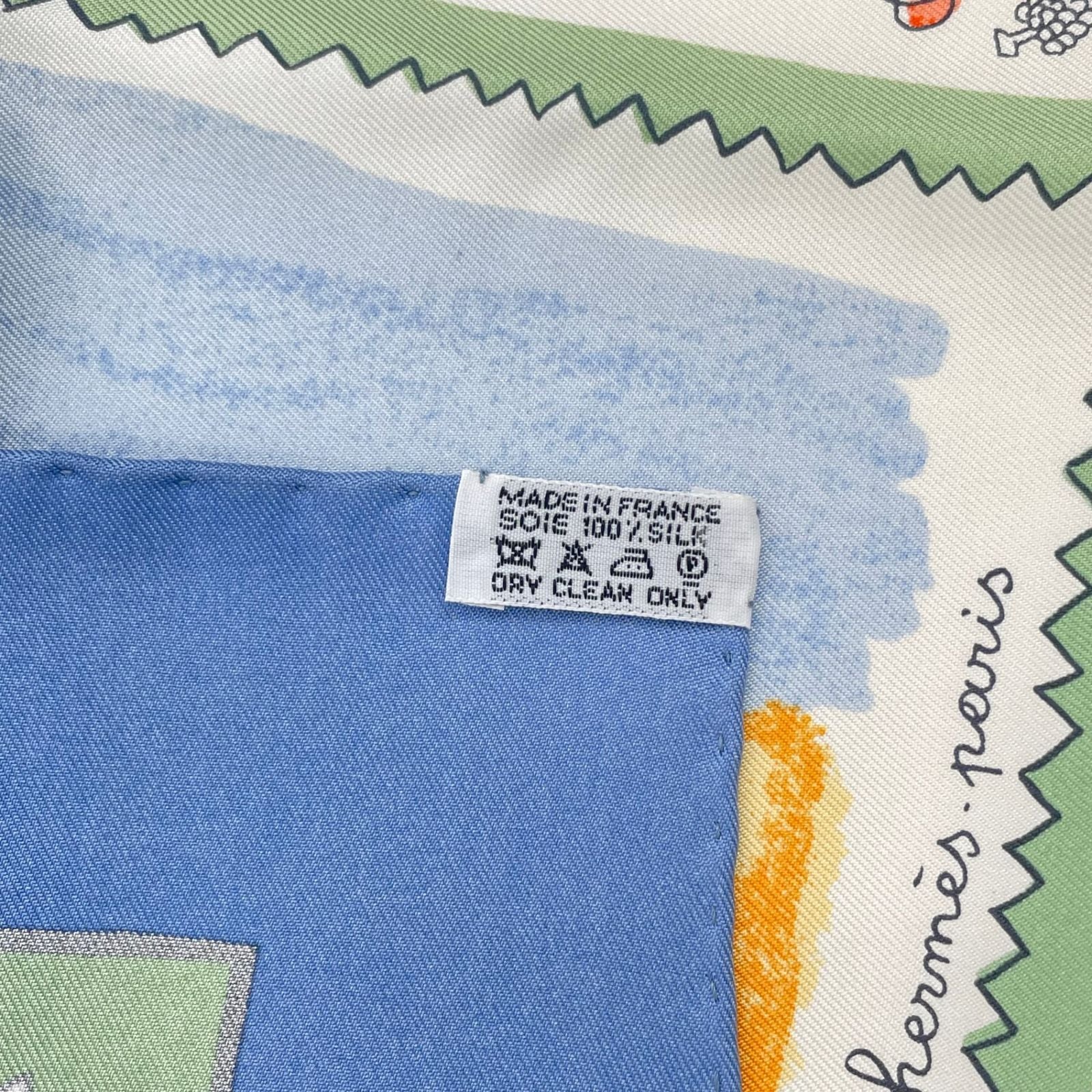 Hermes Carre 90 RE Tour a la Terre Return Silk 100% Scarf Blue — view 7