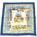 Hermes Carre 90 RE Tour a la Terre Return Silk 100% Scarf Blue
