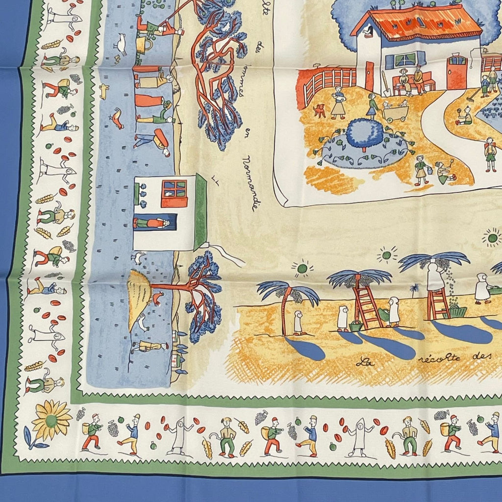 Hermes Carre 90 RE Tour a la Terre Return Silk 100% Scarf Blue — view 4
