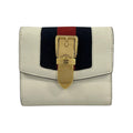 Gucci Trifold Wallet Sylvie Ivory Dark Navy Red Leather