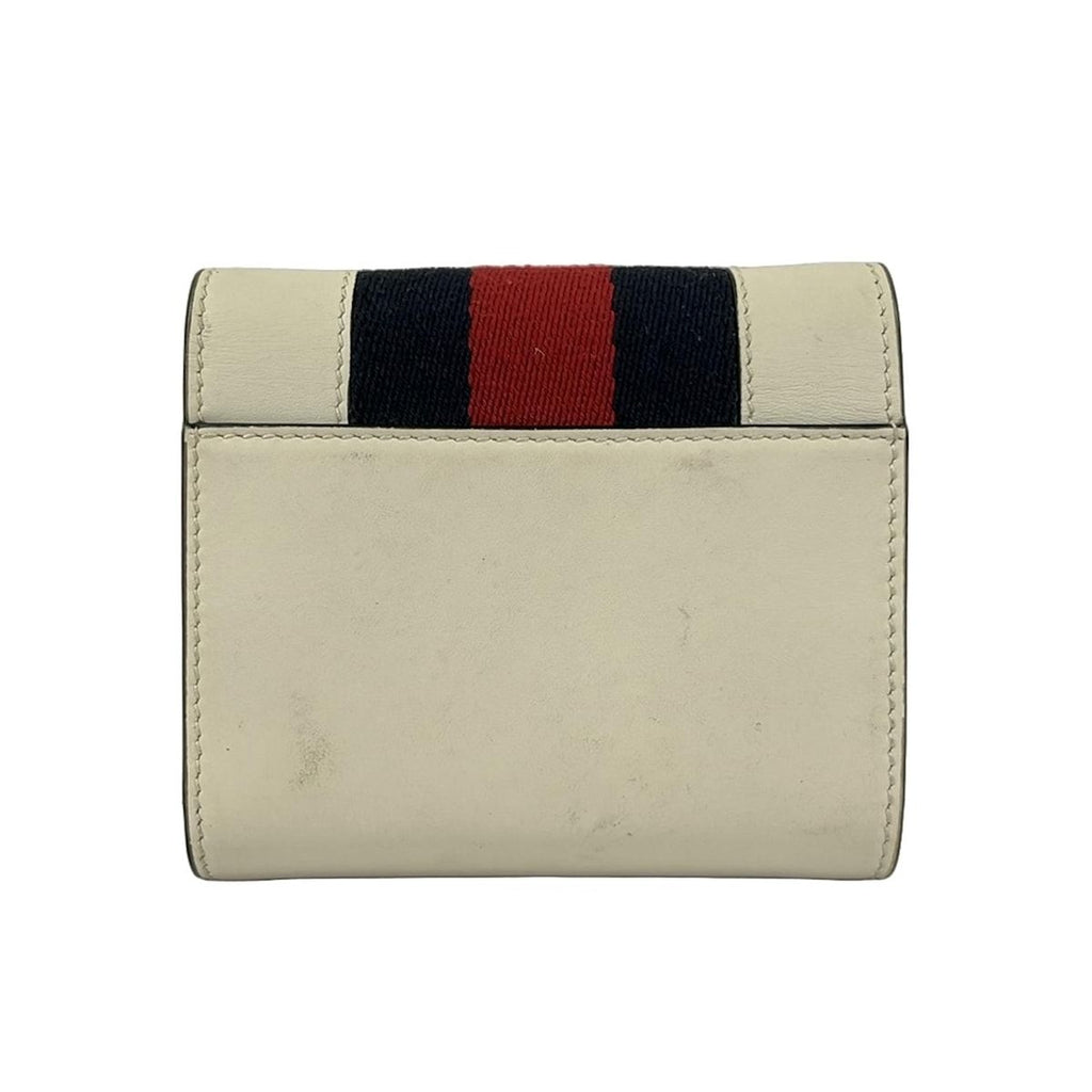 Gucci Trifold Wallet Sylvie Ivory Dark Navy Red Leather — view 2