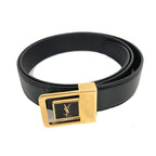 Saint Laurent Paris Belt Logo la 66 Buckle Leather Black
