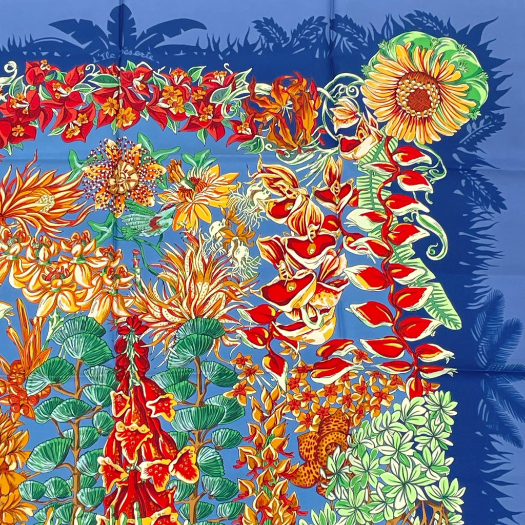 Hermes Scarf Silk L'ile Deserte Nonecarre 90 Navy — view 3