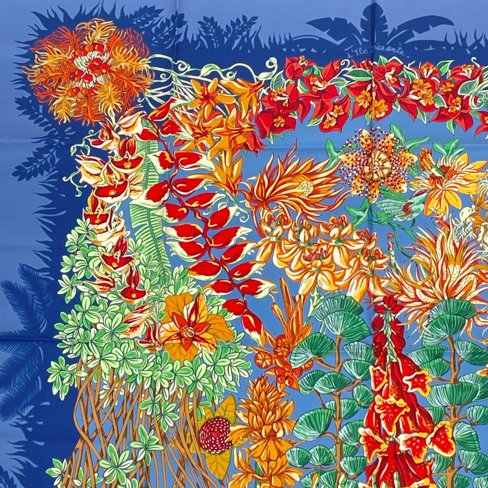 Hermes Scarf Silk L'ile Deserte Nonecarre 90 Navy — view 2