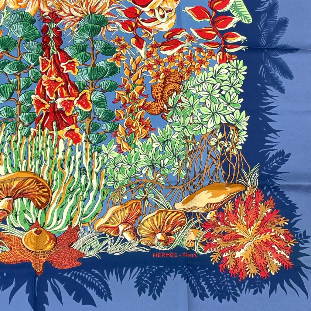 Hermes Scarf Silk L'ile Deserte Nonecarre 90 Navy — view 5
