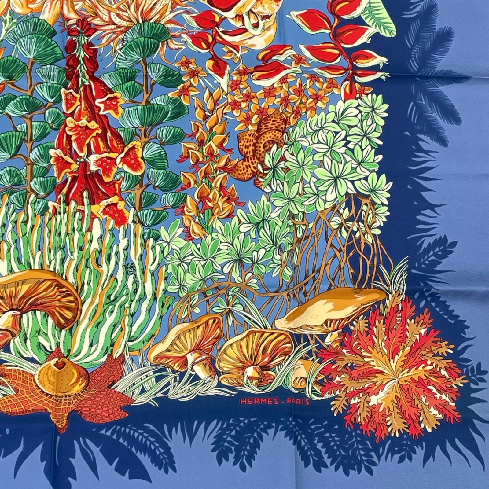Hermes Scarf Silk L'ile Deserte Nonecarre 90 Navy — view 5