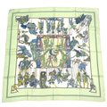Hermes Carre 90 le Temps Des Marionnettes Marionette Time Silk Scarf Green