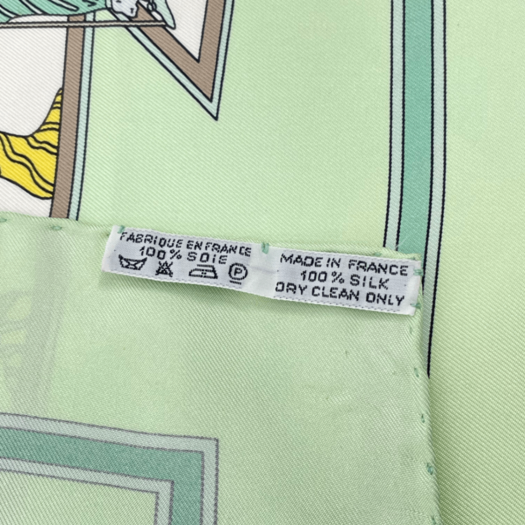 Hermes Carre 90 le Temps Des Marionnettes Marionette Time Silk Scarf Green — view 7