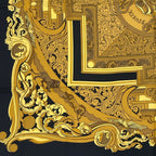 Hermes Carre 90 Animaux Solaires Animals of the Sun Scarf Gold Black — view 4