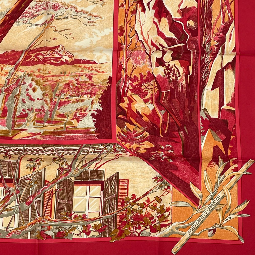 Hermes Promenade Au Pays de Cezanne's Country Carre 90 Silk Scarf — view 5