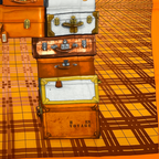 Hermes Silk Scarf en Voyage Traveling Bag Pattern Orange — view 5