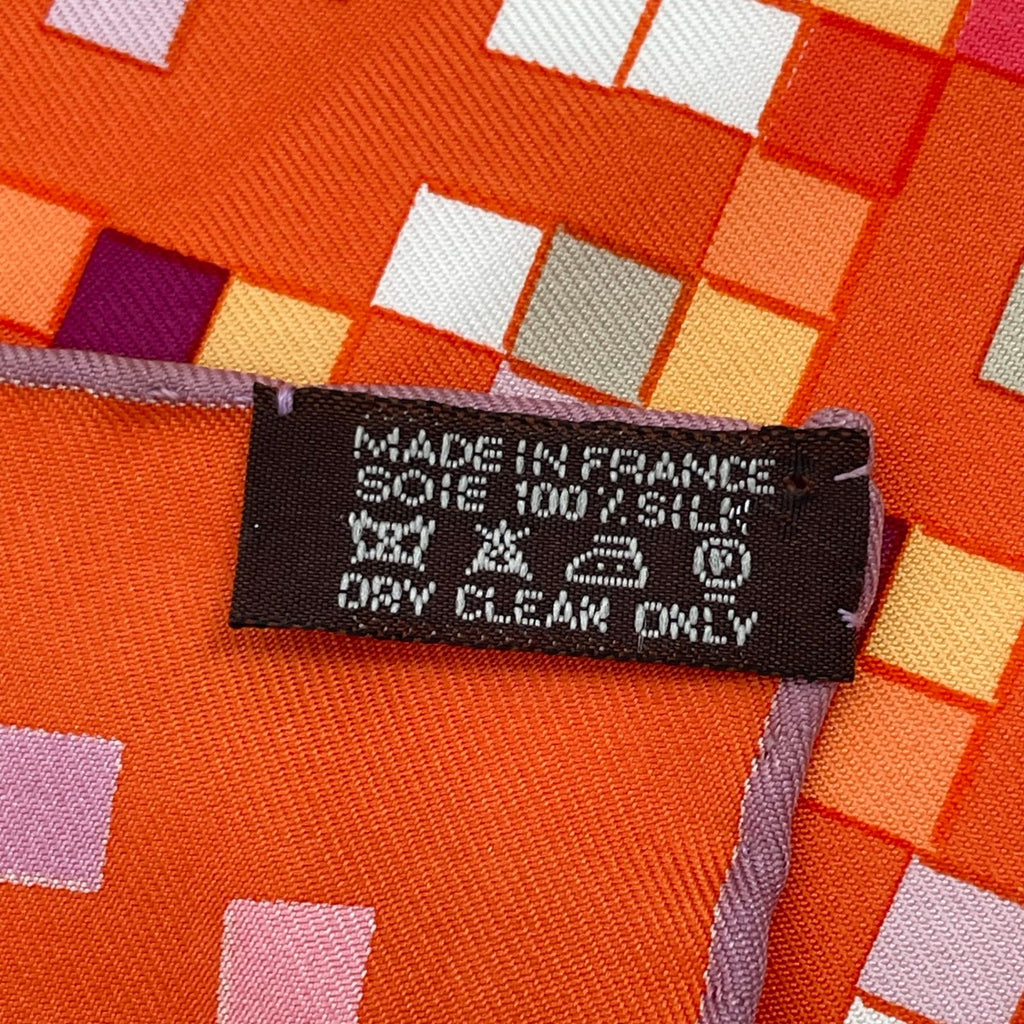 Hermes Scarf Carre 90 Silk Mosaic 24 Horse Pattern Orange Multicolor — view 7