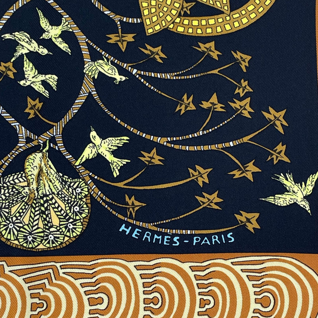 Hermes Carre 90 les Legendes de L'arbre Wood Legends Scarf Black — view 6