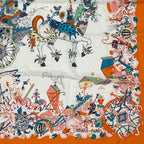 Hermes Carre 90 Silk Scarf Folle Parade Orange — view 5