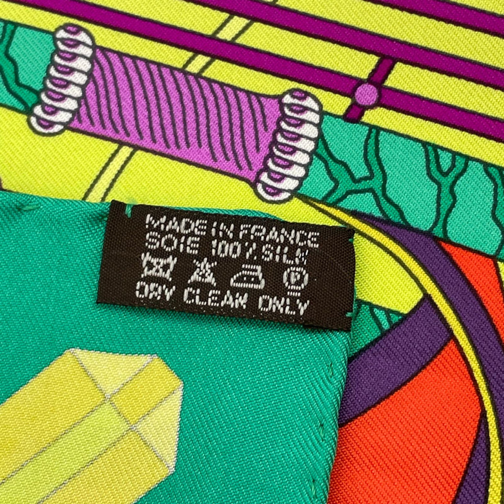 Hermes Carre 90 Scarf Silk les Trophees Trophy Green Yellow — view 7