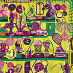 Hermes Carre 90 Scarf Silk les Trophees Trophy Green Yellow — view 3