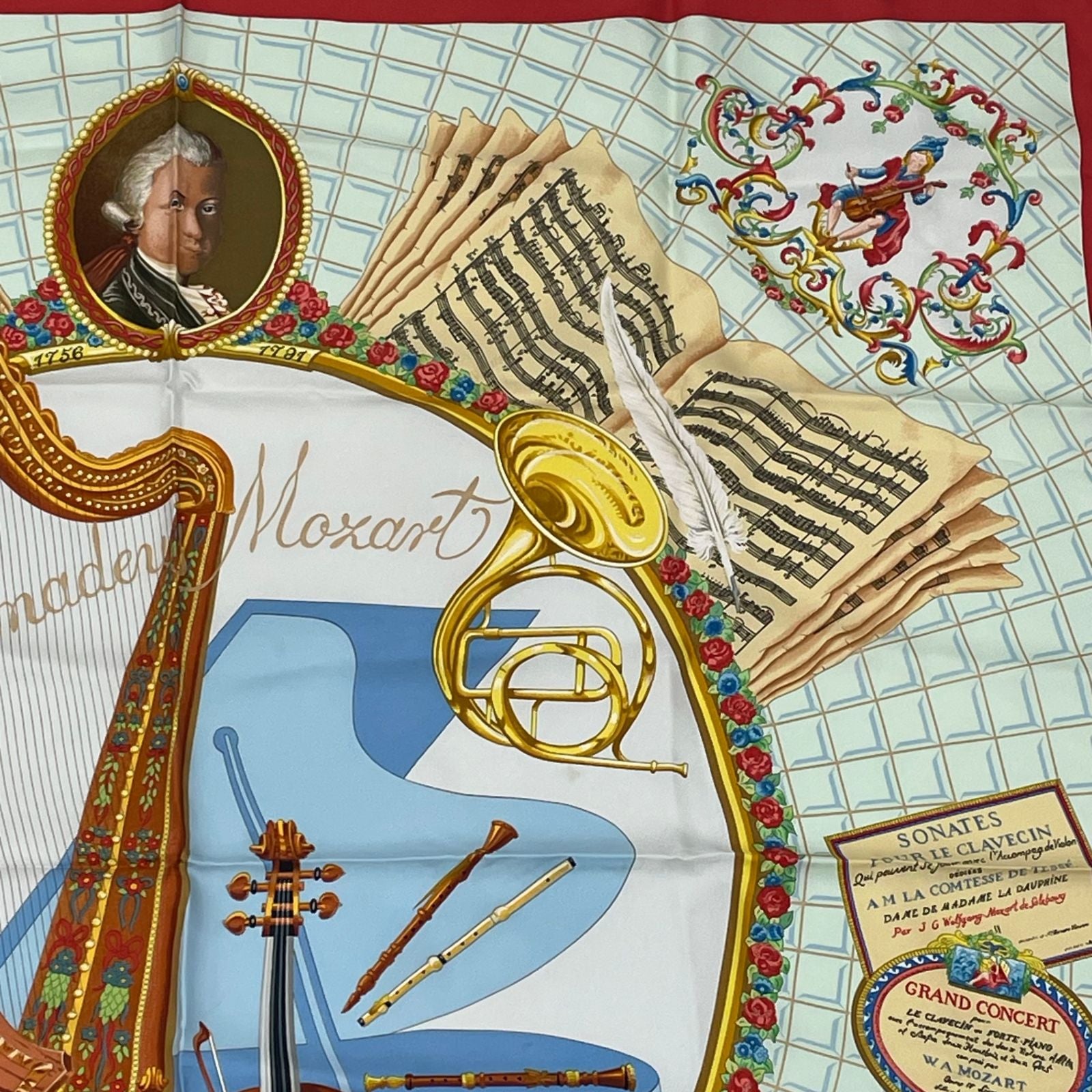 Hermes Carre 90 Wolfgang Amadeus Mozart Hymn to Silk Scarf Multicolor — view 3