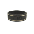 Gucci Thin Band Black Corundum 18k White Gold Icon Ring GG