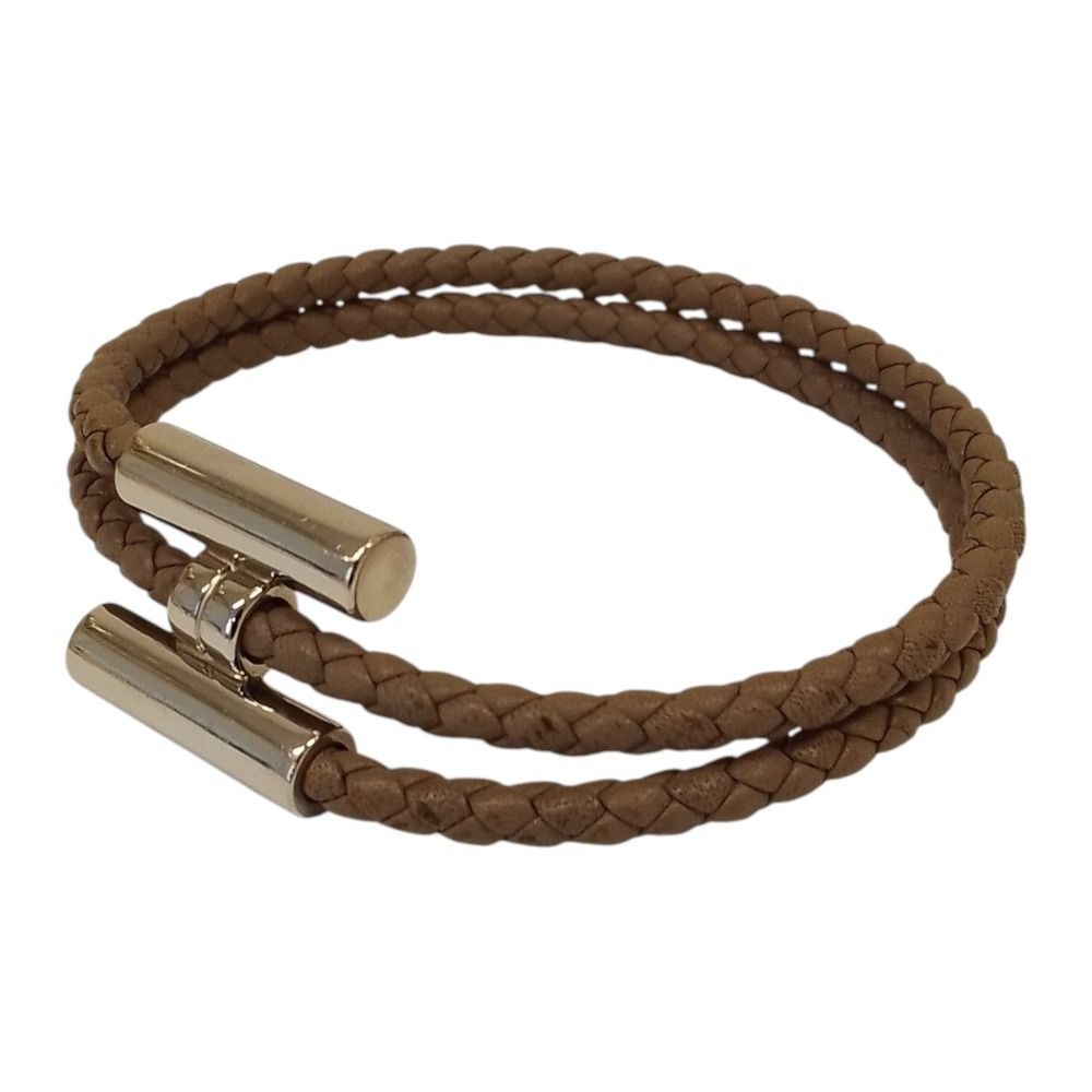 Hermes Turni Tresse Leather Bracelet Etoupe / Pre Owned