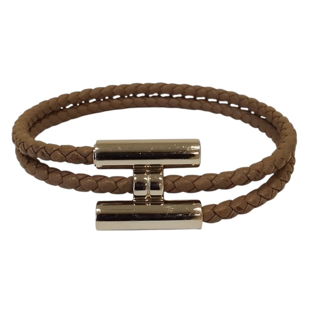 Hermes Turni Tresse Leather Bracelet Etoupe / Pre Owned — view 2