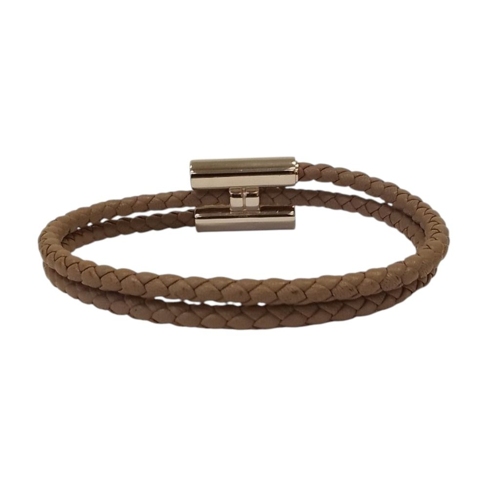 Hermes Turni Tresse Leather Bracelet Etoupe / Pre Owned — view 5