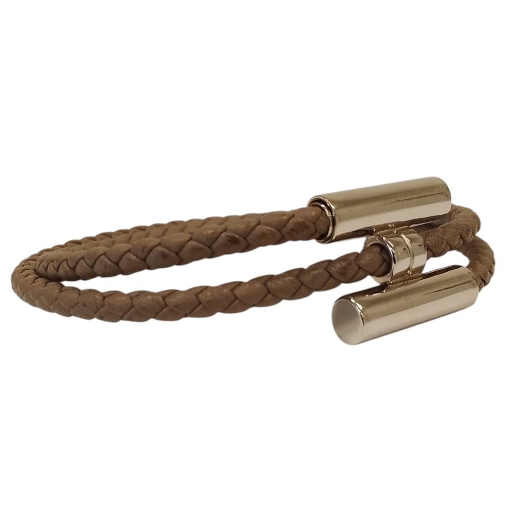 Hermes Turni Tresse Leather Bracelet Etoupe / Pre Owned — view 8